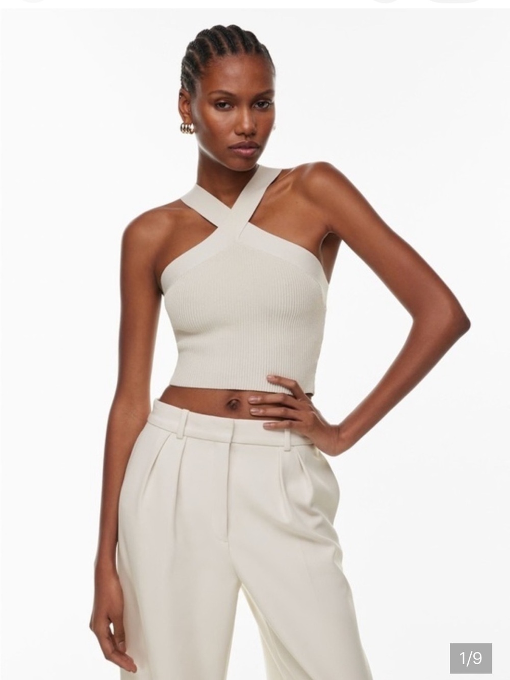 Aritzia Babaton Sculpt Knit Criss Cross Cropped Tank size L